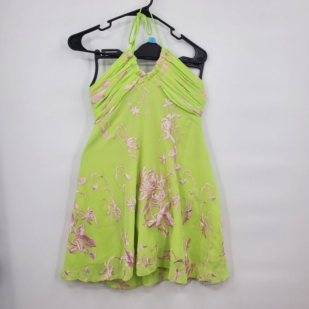 Asos Ruched Bust Embroidered Chiffon Mini Dress Women Size 4 NWT Halter Neckline